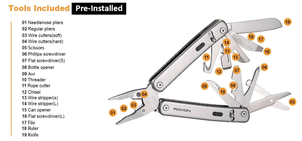 Roxon Flex Modulaire Multitool – chroom