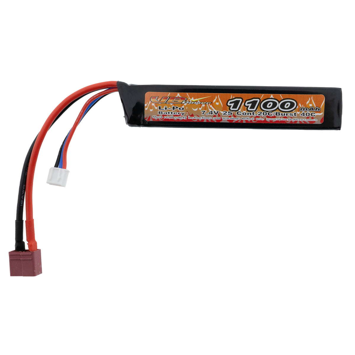 VB Power LiPo accu 7.4V 1100mAh 20C Stock Tube Type T-Plug