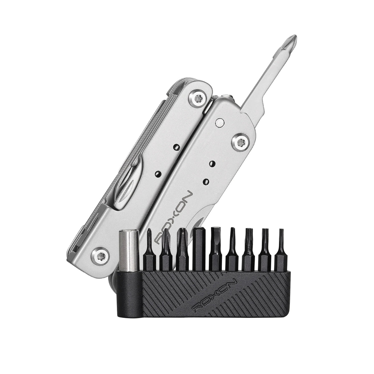 Roxon M2 Mini Multitool met bitset – zilver