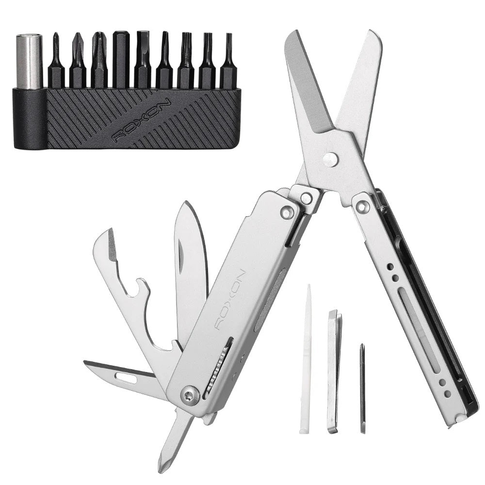 Roxon M3 Mini Multitool met bitset – zilver