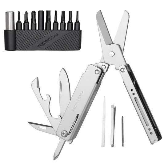 Roxon M3 Mini Multitool met bitset – zilver
