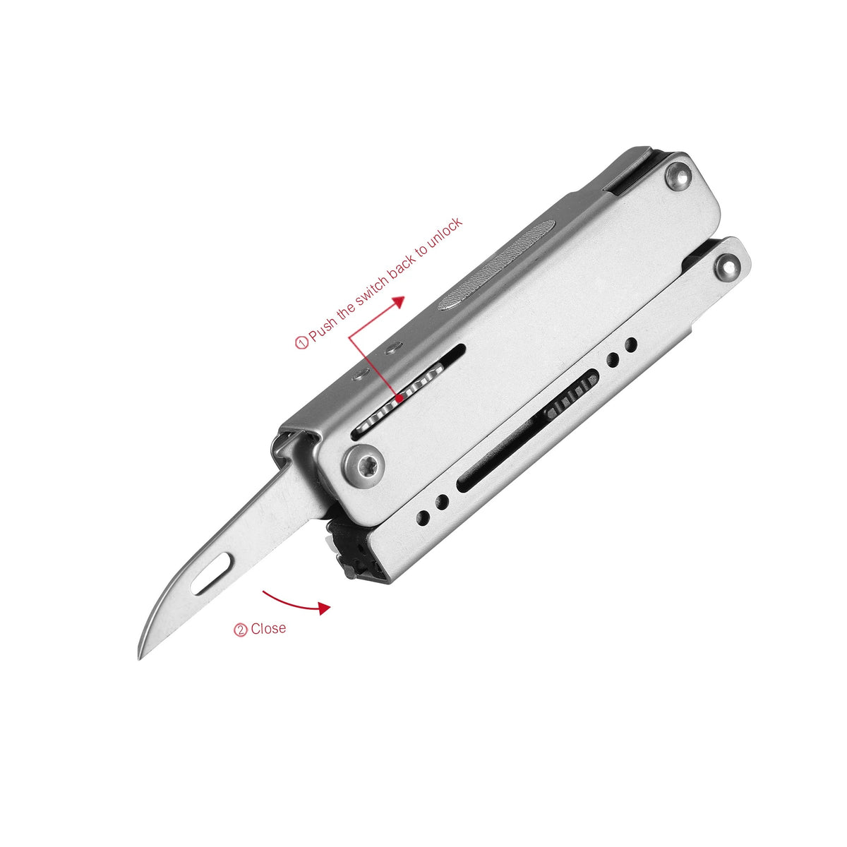 Roxon M3 Mini Multitool met bitset – zilver